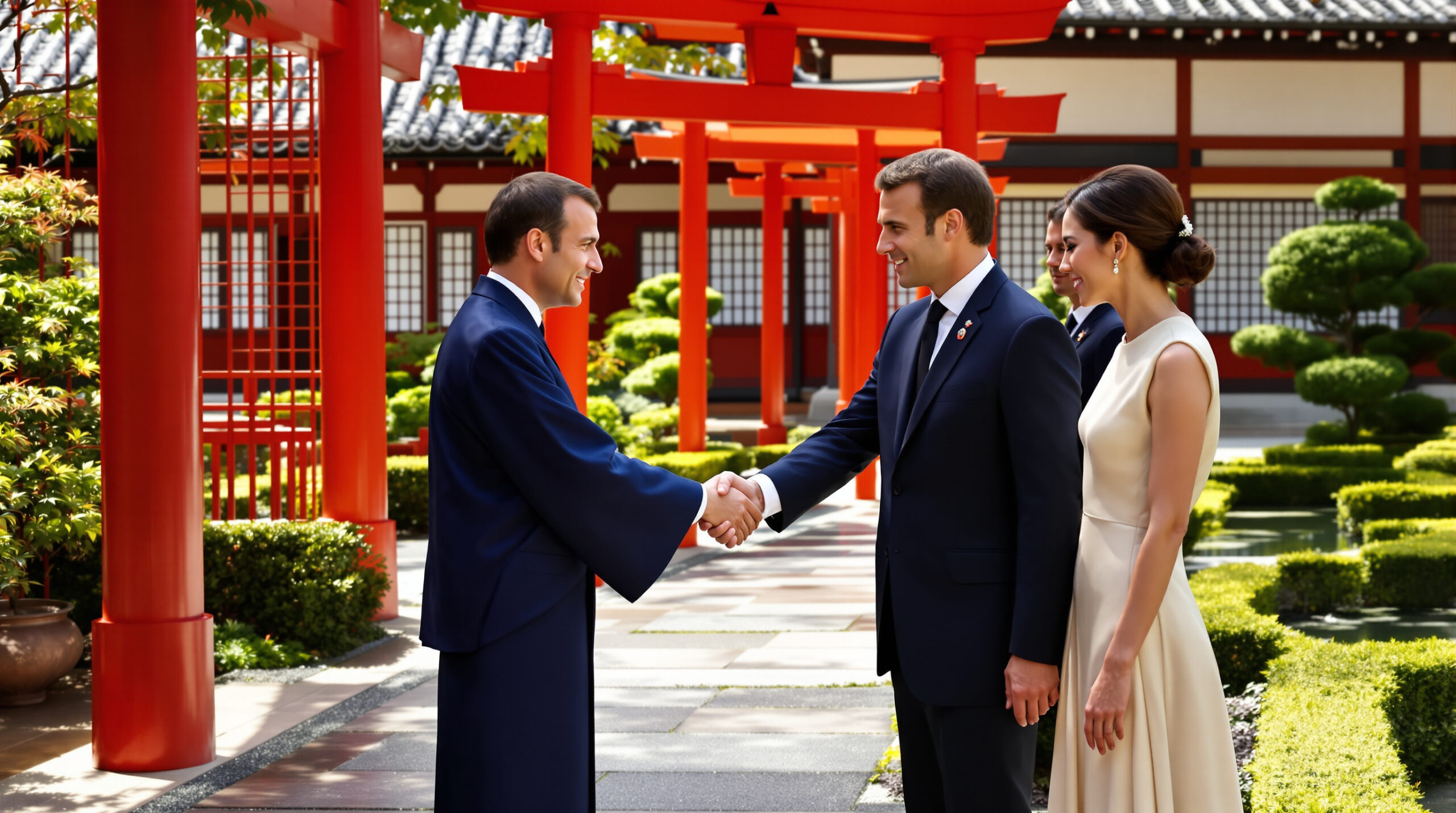 l’empereur naruhito et l’impératrice masako du japon accueillent emmanuel et brigitte macron pour une visite officielle, renforçant ainsi les liens diplomatiques entre les deux pays.