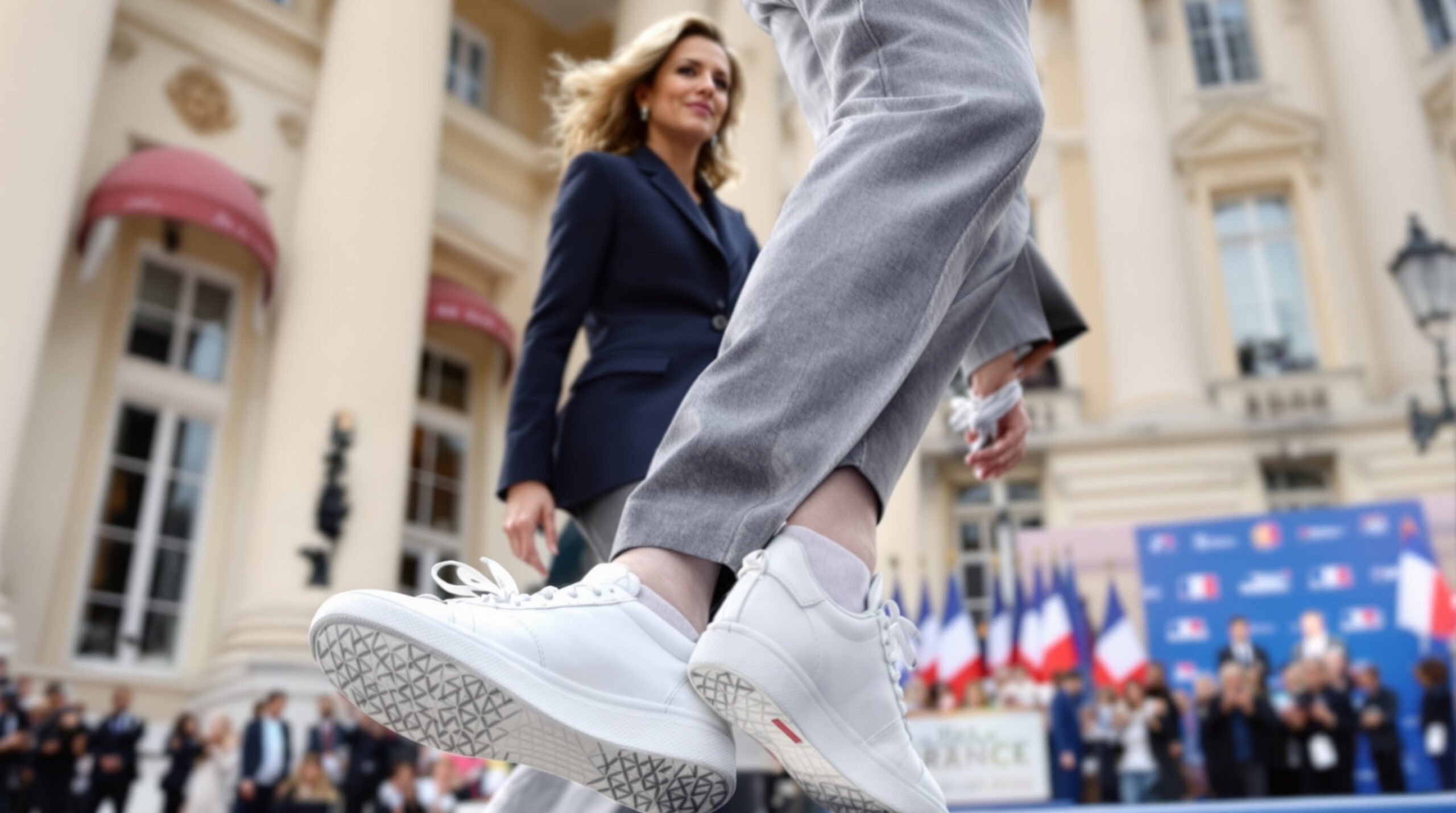 découvrez les baskets blanches ultra-confortables de brigitte macron, son choix incontournable qu'elle porte à chaque déplacement officiel pour allier élégance et confort.