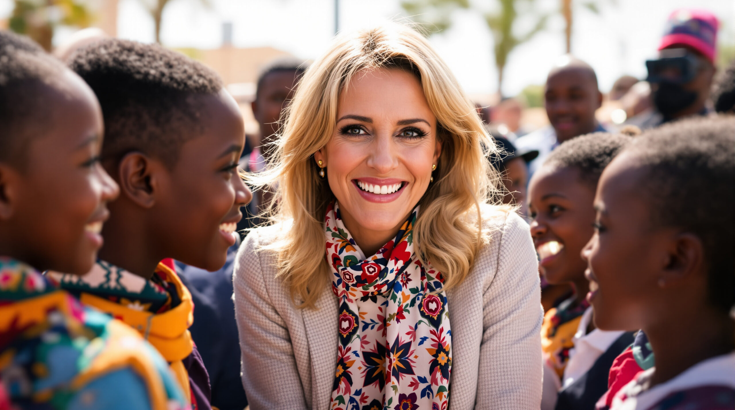à son arrivée à rabat, brigitte macron a été chaleureusement ovationnée, captivant les enfants par son charme et sa beauté naturelle.