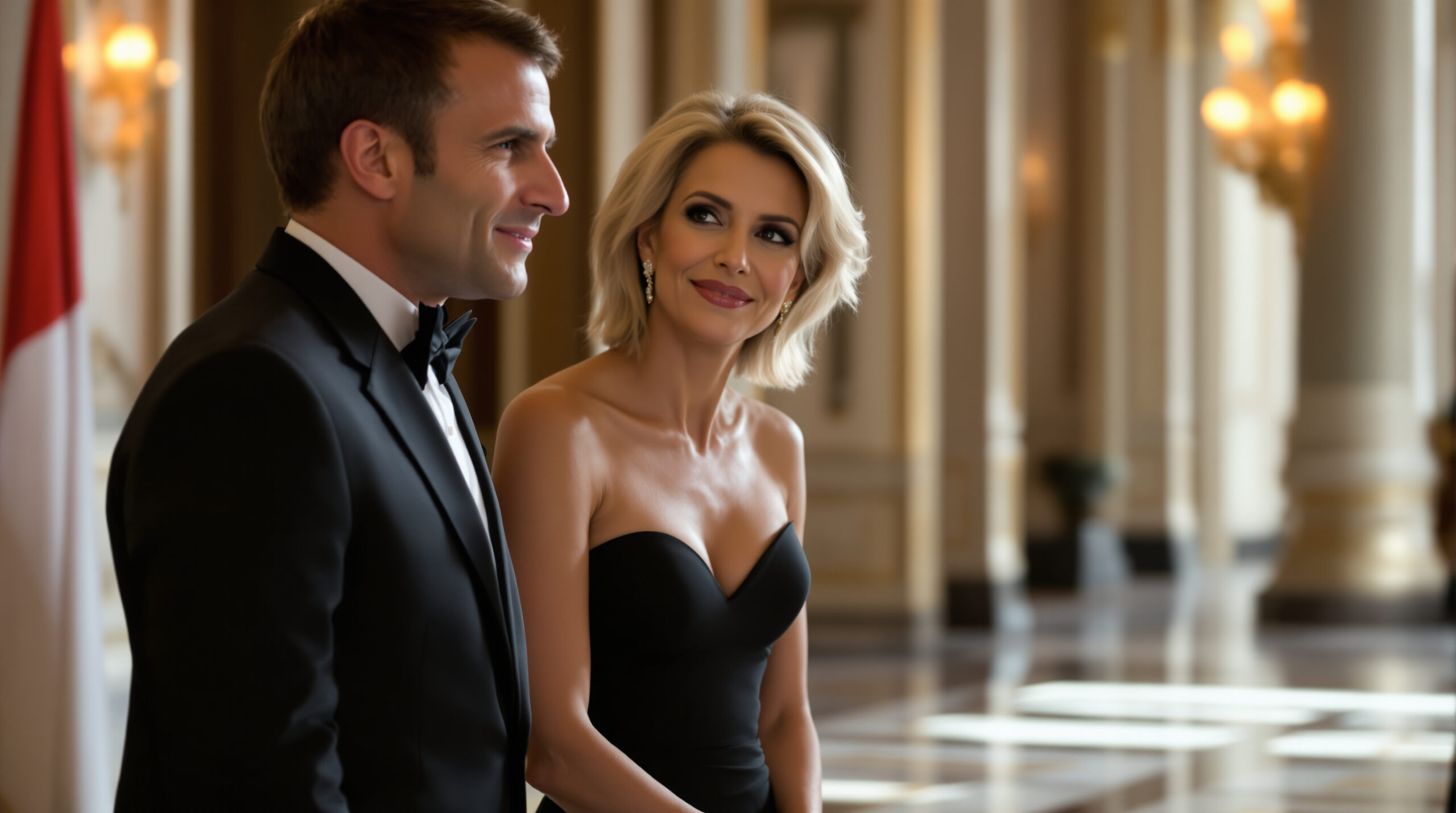 découvrez brigitte macron resplendissante en robe de soirée lors du gala, un instant d'élégance marquant face au président indonésien.