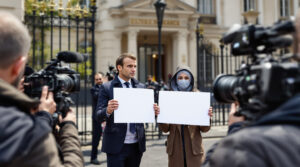 à l’élysée, une pancarte visant brigitte macron suscite la colère d’emmanuel macron contre le journal de 13 heures de france 2.