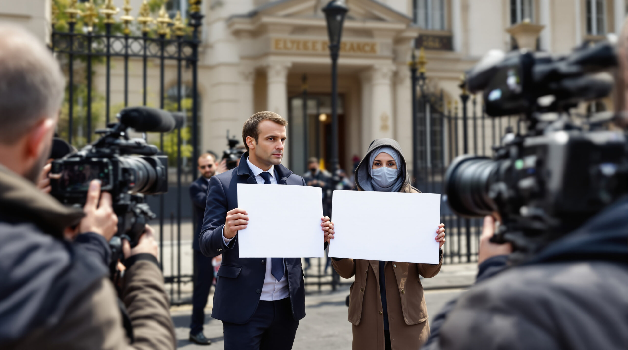 à l’élysée, une pancarte visant brigitte macron suscite la colère d’emmanuel macron contre le journal de 13 heures de france 2.