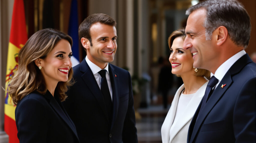 brigitte et emmanuel macron retrouvent felipe et letizia d’espagne dans une atmosphère chaleureuse, marquée par la complicité et l’harmonie.